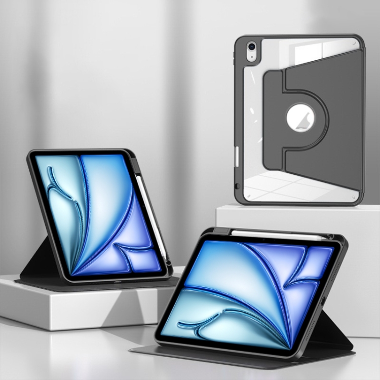 

For iPad Air 13 2024 Magnetic Split Leather Smart Tablet Case with Pen Slot(Black)