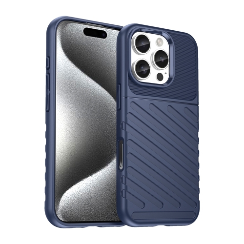 

For iPhone 16 Pro Thunderbolt Shockproof Soft TPU Phone Case(Blue)