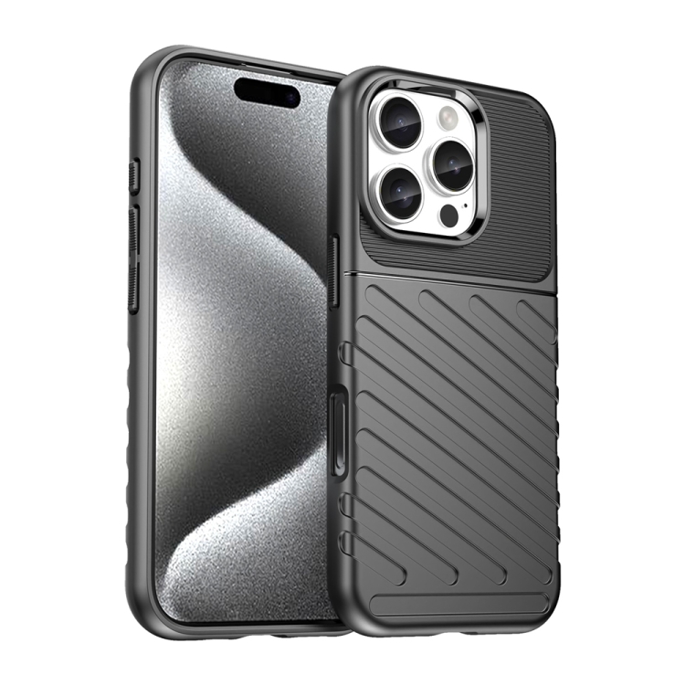 

For iPhone 16 Pro Thunderbolt Shockproof Soft TPU Phone Case(Black)