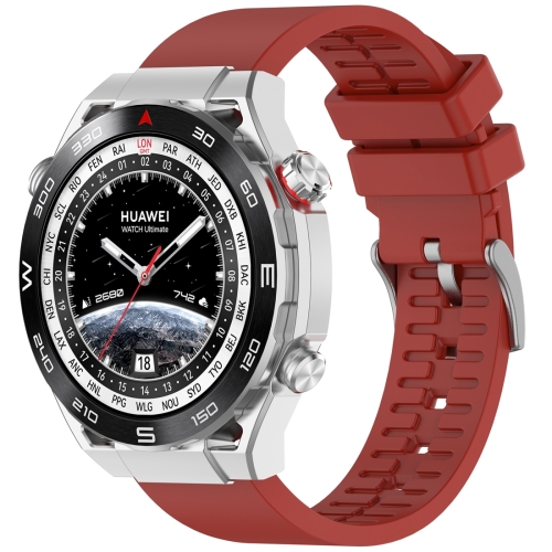 22mm Fluororubber Watch Band Wristband(Red) luminous wristwatches calendar date week silicone watch band japan movement men s quartz watch