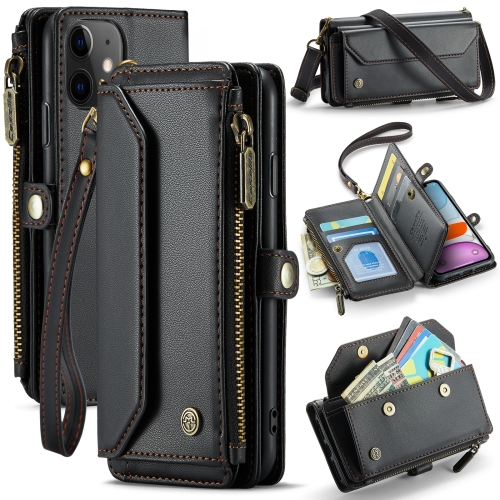 

For iPhone 11 CaseMe C36 Card Slots Zipper Wallet RFID Anti-theft Leather Phone Case(Black)