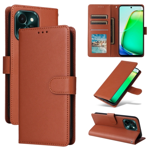 

For vivo Y28 4G Multifunctional Horizontal Flip Leather Phone Case with Three Card Slot(Brown)