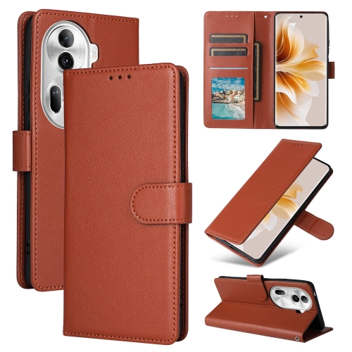 

For OPPO Reno11 Pro 5G Global Multifunctional Horizontal Flip Leather Phone Case with Three Card Slot(Brown)