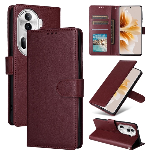 

For OPPO Reno11 Pro 5G Global 3-Card Slots Multifunctional Leather Phone Case(Wine Red)