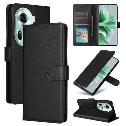 

For OPPO Reno11 5G Global 3-Card Slots Multifunctional Leather Phone Case(Black)