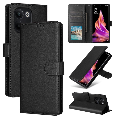 

For OPPO Reno9 /9 Pro 5G Multifunctional Horizontal Flip Leather Phone Case with Three Card Slot(Black)