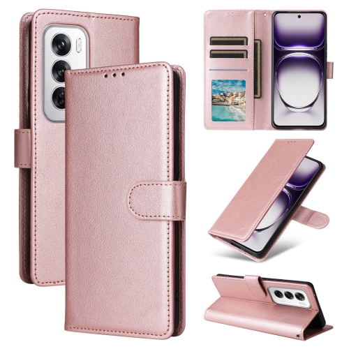 

For OPPO Reno12 5G Global 3-Card Slots Multifunctional Leather Phone Case(Rose Gold)