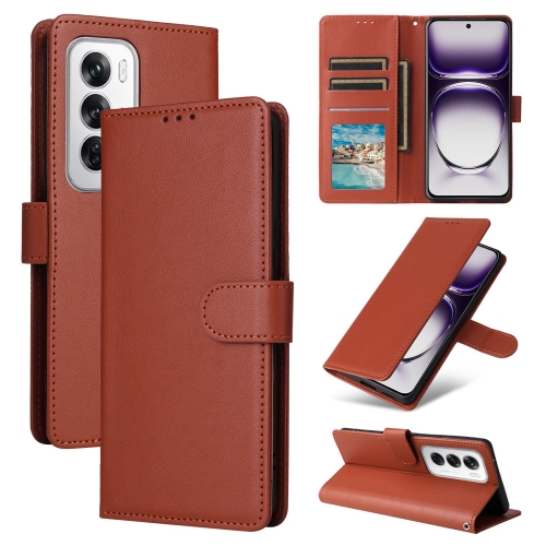 

For OPPO Reno12 Pro 5G Global Multifunctional Horizontal Flip Leather Phone Case with Three Card Slot(Brown)