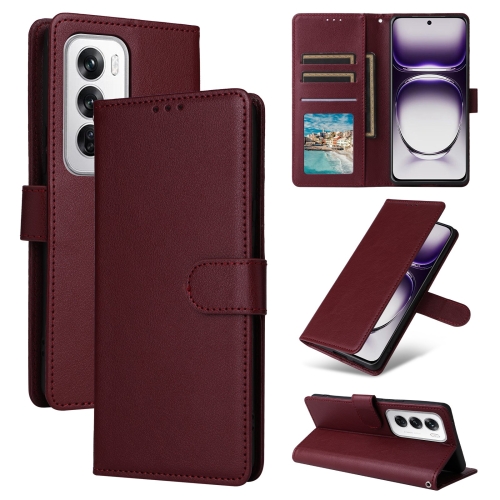 

For OPPO Reno12 Pro 5G Global 3-Card Slots Multifunctional Leather Phone Case(Wine Red)