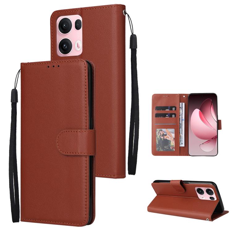 

For OPPO Reno13 Pro 5G Global 3-Card Slots Multifunctional Leather Phone Case(Brown)