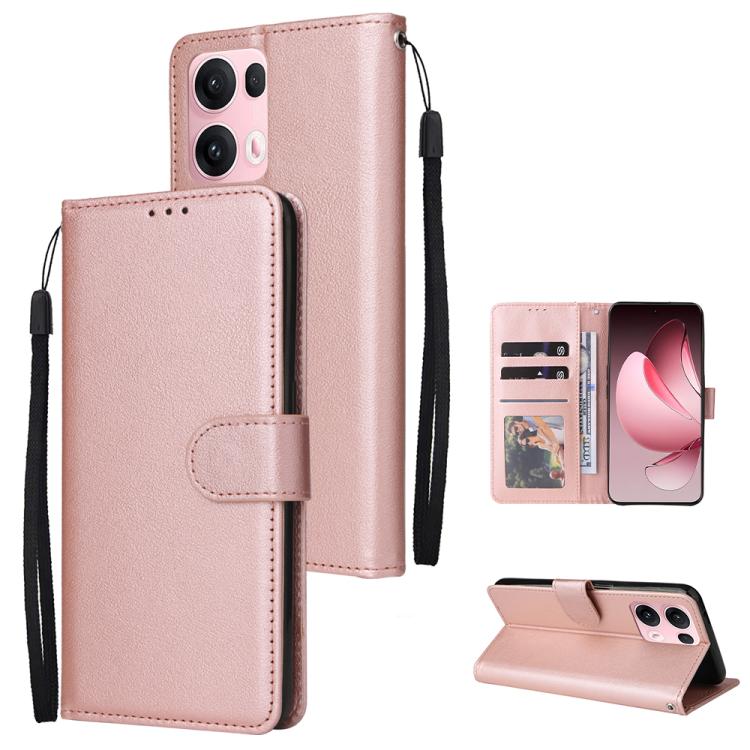 

For OPPO Reno13 Pro 5G Global 3-Card Slots Multifunctional Leather Phone Case(Rose Gold)