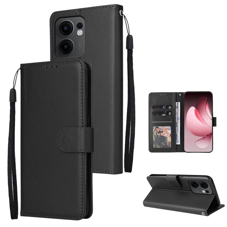 

For OPPO Reno13 F 4G / 5G 3-Card Slots Multifunctional Leather Phone Case(Black)