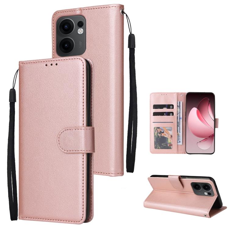 

For OPPO Reno13 F 4G / 5G 3-Card Slots Multifunctional Leather Phone Case(Rose Gold)