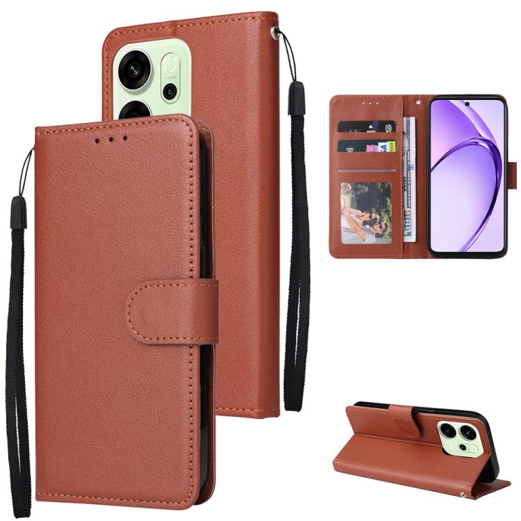 

For OPPO Reno14 Pro 5G Global 3-Card Slots Multifunctional Leather Phone Case(Brown)