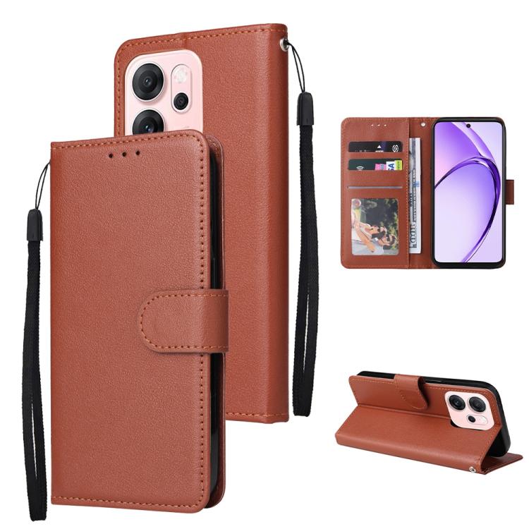 

For OPPO Reno14 F 5G 3-Card Slots Multifunctional Leather Phone Case(Brown)