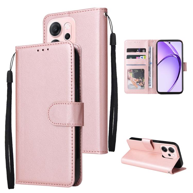 

For OPPO Reno14 F 5G 3-Card Slots Multifunctional Leather Phone Case(Rose Gold)