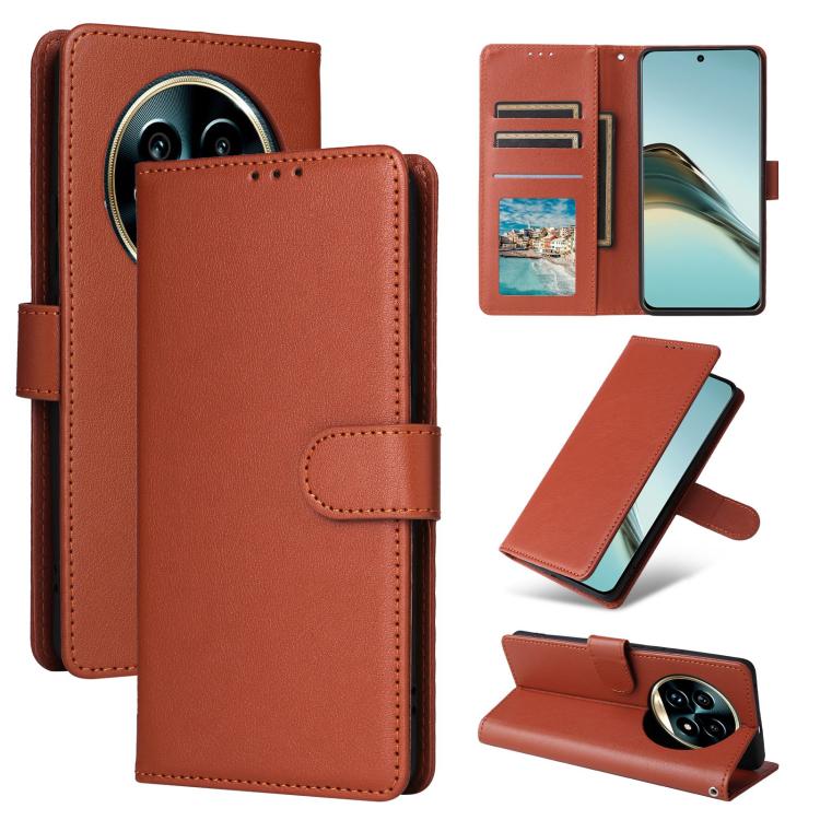 

For Realme 13 Pro 5G 3-Card Slots Multifunctional Leather Phone Case(Brown)