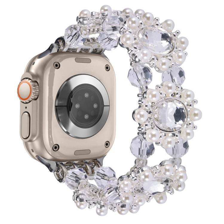 For Apple Watch Ultra 49mm Beaded Pearl Gemstone Bracelet  display picture 1