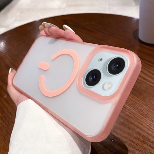 

For iPhone 15 Dual-Side Frosted MagSafe Clear Phone Case(Pink)