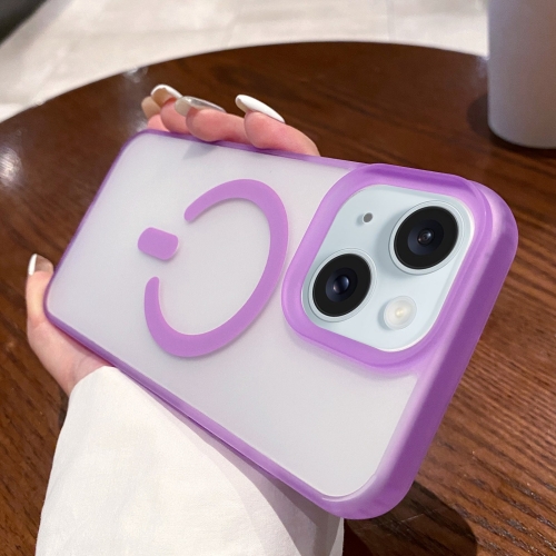 

For iPhone 15 Dual-Side Frosted MagSafe Clear Phone Case(Purple)