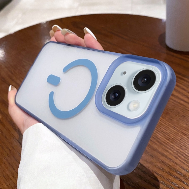 

For iPhone 13 Dual-Side Frosted MagSafe Clear Phone Case(Blue)