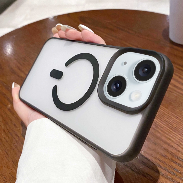 

For iPhone 13 Dual-Side Frosted MagSafe Clear Phone Case(Black)