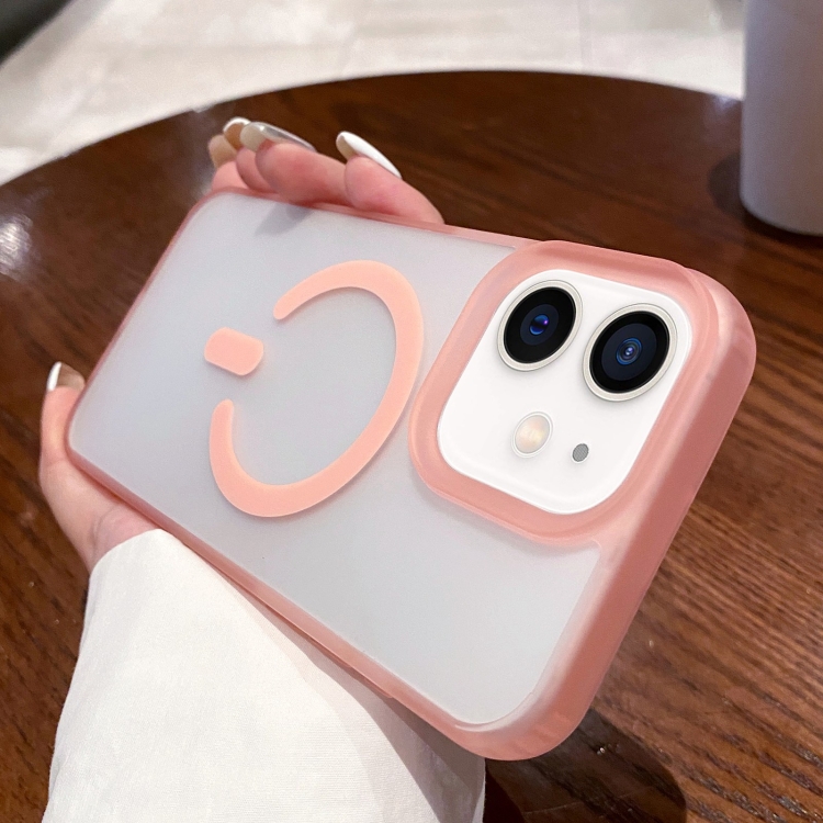 

For iPhone 11 Dual-Side Frosted MagSafe Clear Phone Case(Pink)