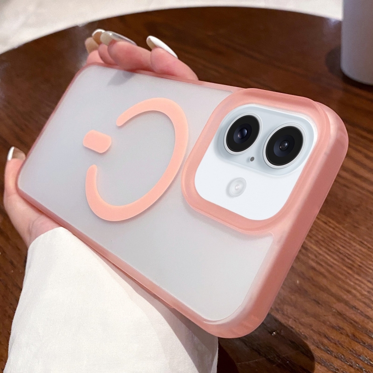 

For iPhone 16 Plus Dual-Side Frosted MagSafe Clear Phone Case(Pink)