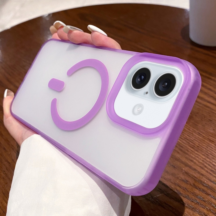 

For iPhone 16 Plus Dual-Side Frosted MagSafe Clear Phone Case(Purple)