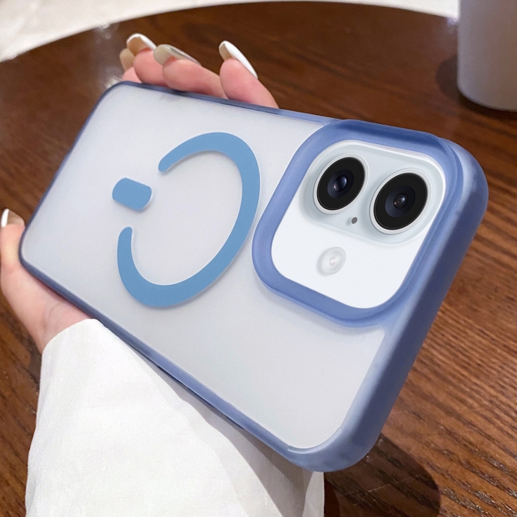 

For iPhone 16 Dual-Side Frosted MagSafe Clear Phone Case(Blue)