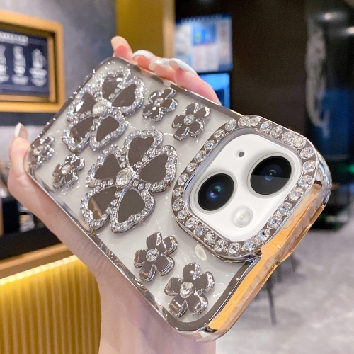 

For iPhone 13 Electroplating Flower Diamond TPU Phone Case(Silver)