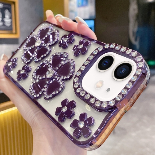 

For iPhone 11 Electroplating Flower Diamond TPU Phone Case(Purple)