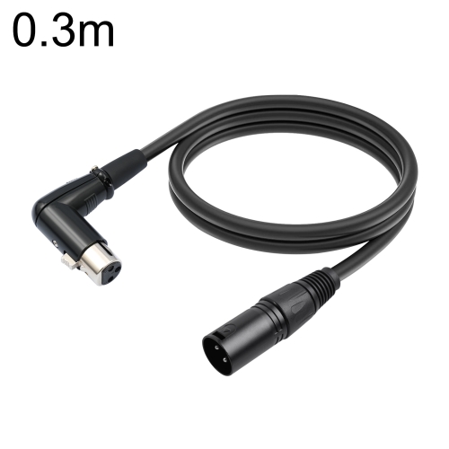 XK041L XLR 3pin Straight Male to Elbow Female Audio Cable, Length:0.3m(Black)