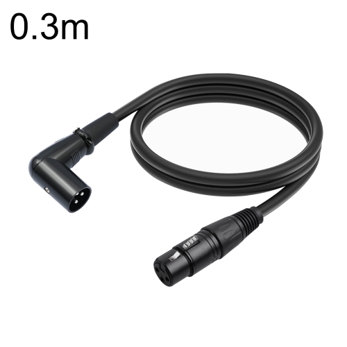 

XK042L XLR 3pin Straight Female to Elbow Male Audio Cable, Length:0.3m(Black)