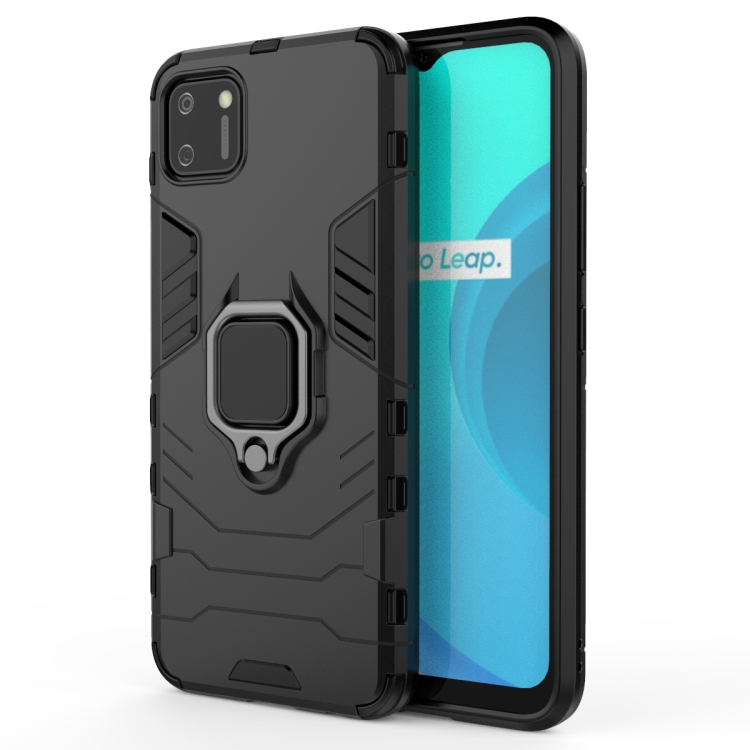 

For OPPO Realme C11 PC + TPU Anti-fall Protective Case with Magnetic Ring Holder(Black)