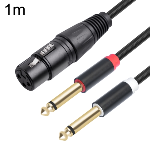 

2020Y63 XLR Female to Dual 6.35mm 1/4 TRS Male Y-type Audio Cable, Length:1m(Black)