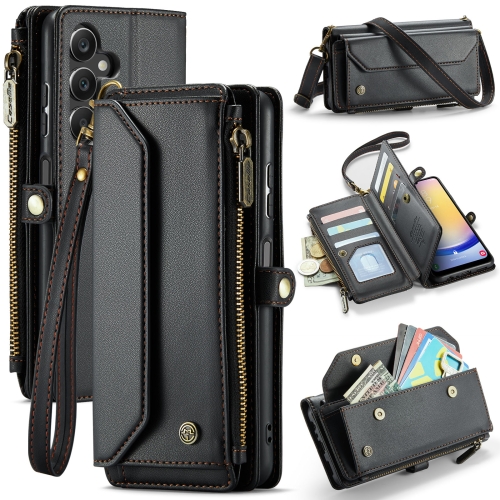 

For Samsung Galaxy A25 CaseMe C36 Card Slots Zipper Wallet RFID Anti-theft Leather Phone Case(Black)