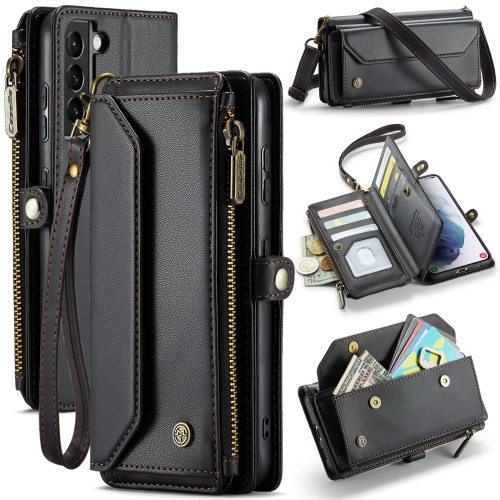 

For Samsung Galaxy S21+ 5G CaseMe C36 Card Slots Zipper Wallet RFID Anti-theft Leather Phone Case(Black)