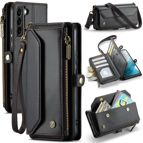 

For Samsung Galaxy S22+ 5G CaseMe C36 Card Slots Zipper Wallet RFID Anti-theft Leather Phone Case(Black)