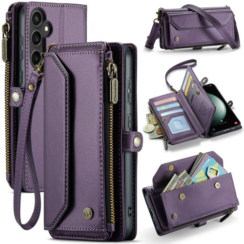 

For Samsung Galaxy S23 FE 5G CaseMe C36 Card Slots Zipper Wallet RFID Anti-theft Leather Phone Case(Purple)