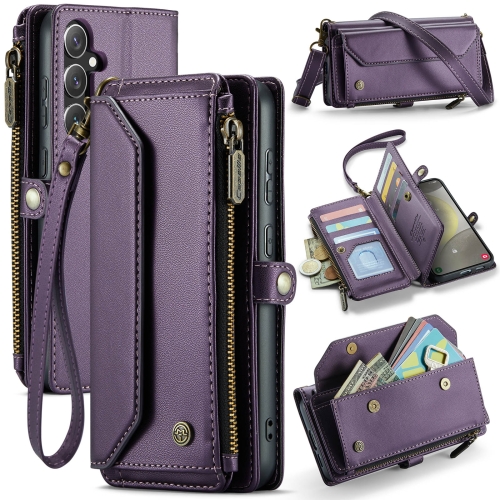 

For Samsung Galaxy S24+ 5G CaseMe C36 Card Slots Zipper Wallet RFID Anti-theft Leather Phone Case(Purple)