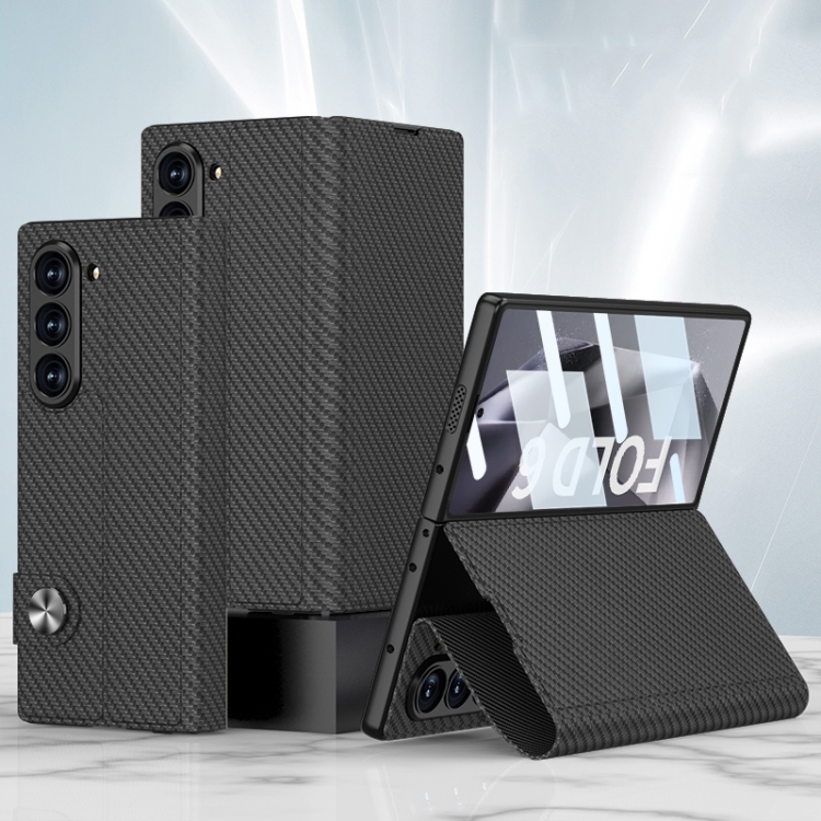For Samsung Galaxy Z Fold6 GKK Integrated Flip Leather Phone Case(Carbon Fiber Texture)