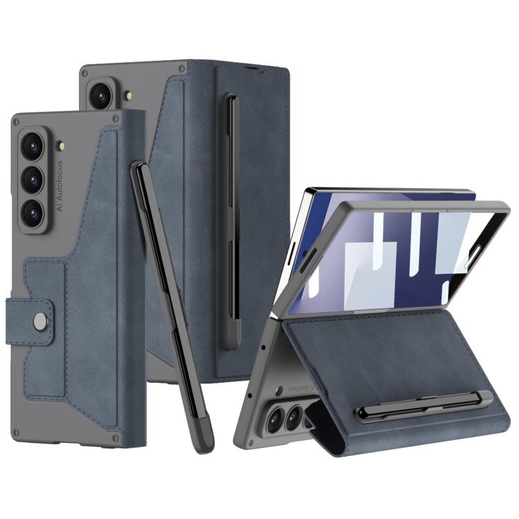 

For Samsung Galaxy Z Fold7 5G GKK Integrated Armor Flip Leather Case with Pen Slot, Stylus Not Included(Grey)