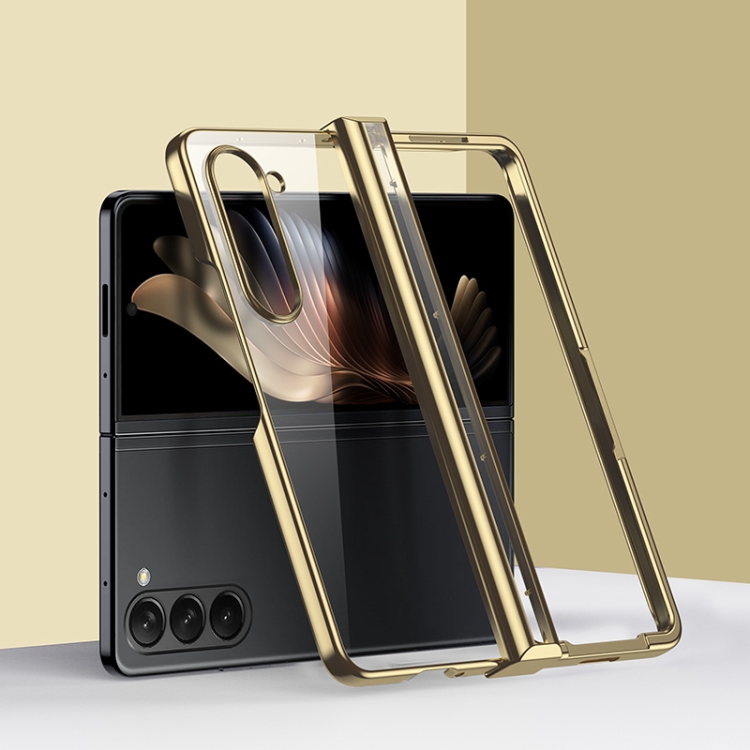 

For Samsung Galaxy Z Fold6 Three Parts 6D Electroplating PC Shockproof Phone Case(Gold)