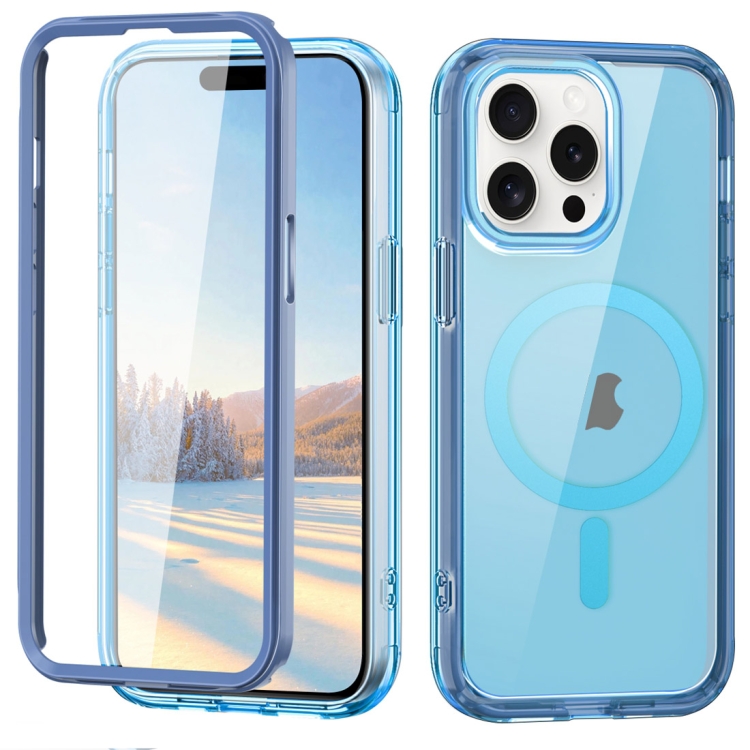 

For iPhone 15 Pro Max Colorful MagSafe Magnetic PC Hybrid TPU Phone Case(Blue)
