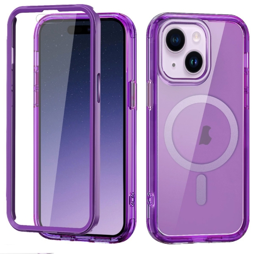 

For iPhone 15 Plus Colorful MagSafe Magnetic PC Hybrid TPU Phone Case(Dark Purple)