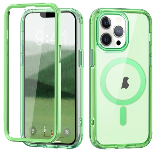 

For iPhone 13 Pro Max Colorful MagSafe Magnetic PC Hybrid TPU Phone Case(Green)