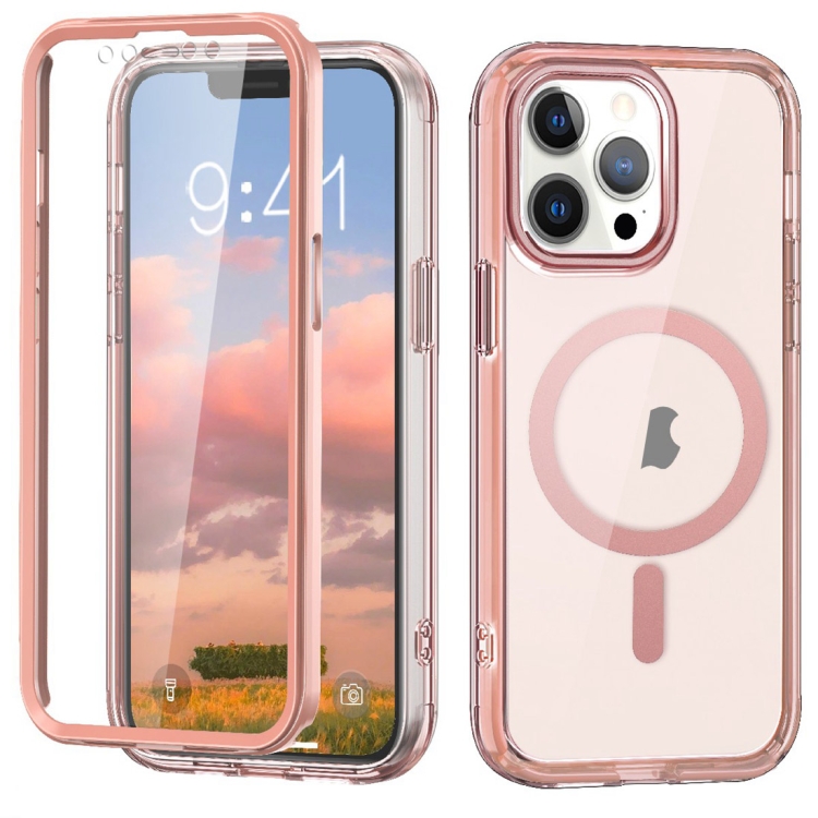 

For iPhone 12 Pro Max Colorful MagSafe Magnetic PC Hybrid TPU Phone Case(Pink)