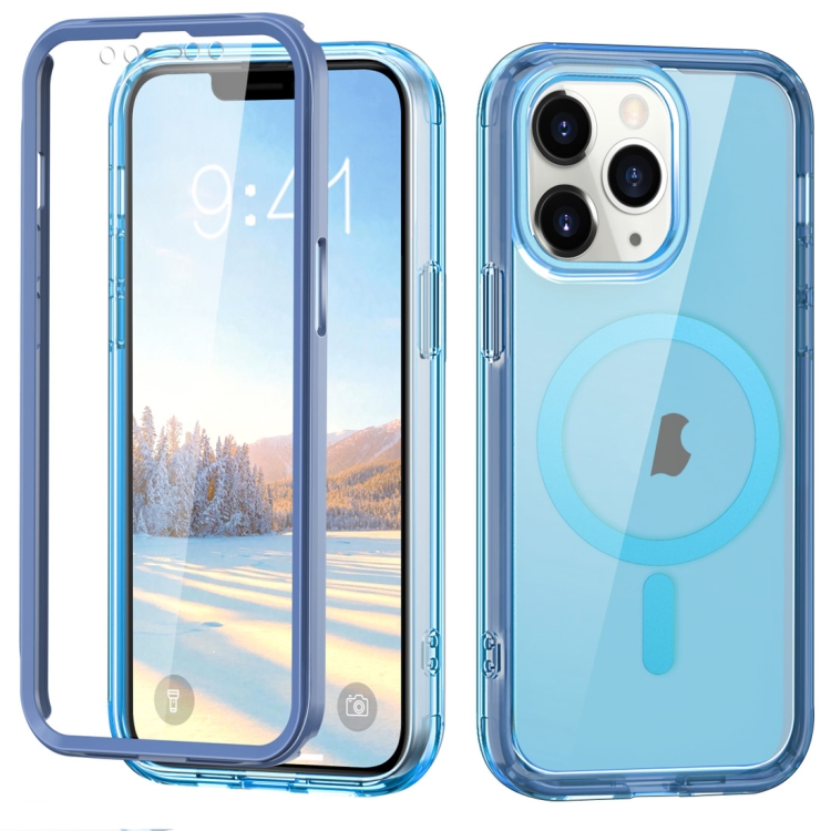 

For iPhone 11 Pro Max Colorful MagSafe Magnetic PC Hybrid TPU Phone Case(Blue)