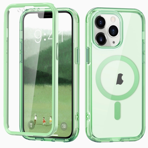 

For iPhone 11 Pro Max Colorful MagSafe Magnetic PC + TPU Phone Case(Green)